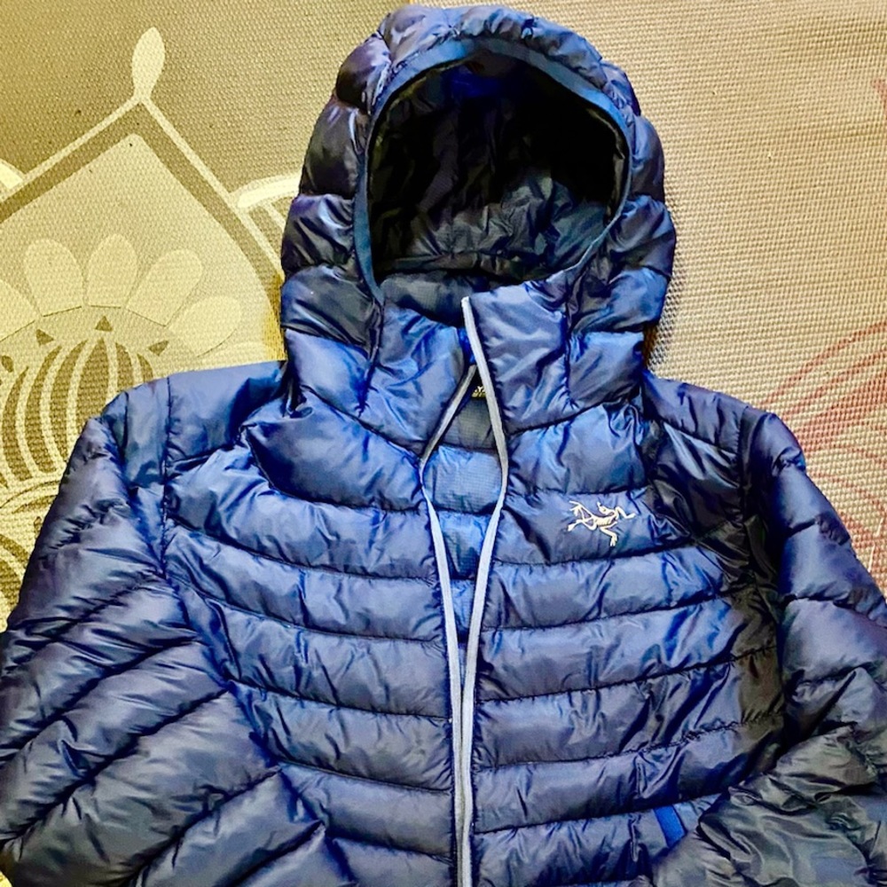 Small hooded Arc'Teryx down jacket.